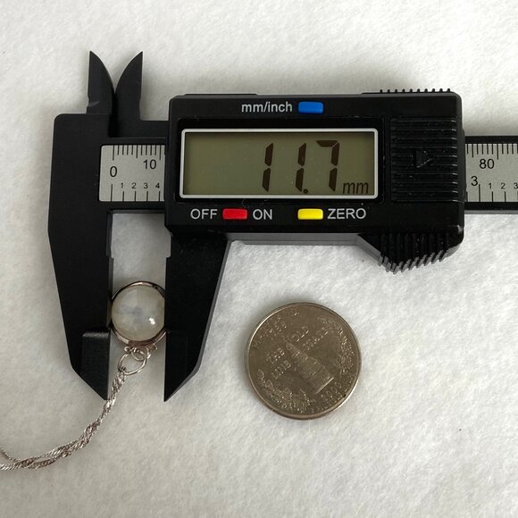 Sterling Silver 925 Baroni Round Moonstone Cabochon Pendant Necklace 18" Chain - Picture 12 of 16